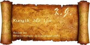 Kunyik Júlia névjegykártya