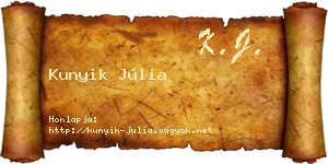Kunyik Júlia névjegykártya